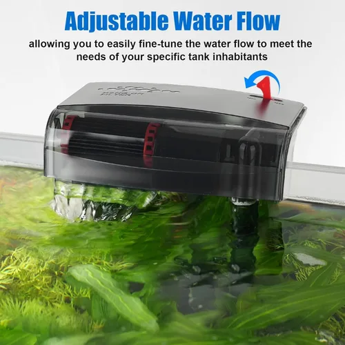 Miniatura 2 de AQQA Filtro de acuario de 10 a 30 galones con potencia de rueda biológica, filtro de acuario para colgar en la parte posterior, filtro de placa