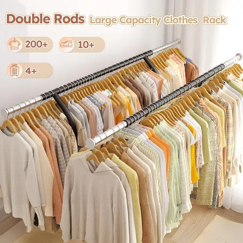 Miniatura 2 de Raybee Perchero de 74 pulgadas de ancho con carga de 630 libras, percheros para colgar ropa, perchero ajustable de alta resistencia, perchero