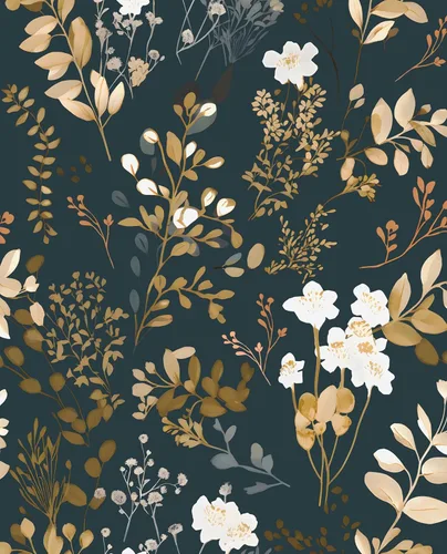 Miniatura 26 de Laatse Papel Tapiz de Hoja Azul/Dorada Despegar y Pegar Papel Tapiz Vintage Floral Oscuro Impermeable Autoadhesivo Removible Boho Papel de Pared