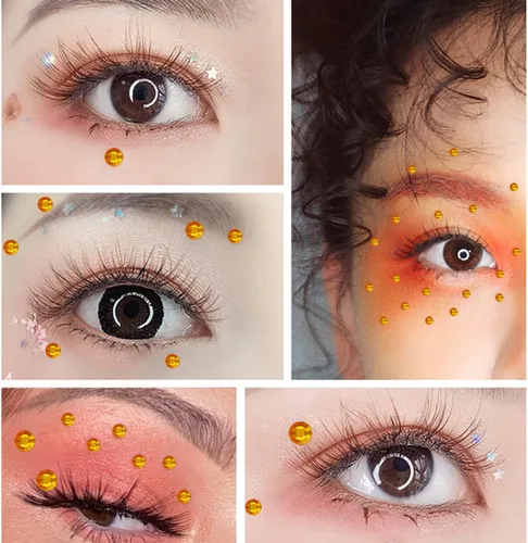 Miniatura 4 de 1799 piezas 4 hojas de pegatinas de diamantes de imitación de 3/4/5/6 mm, autoadhesivas, gemas para maquillaje de cara, ojos, cabello y cuerpo