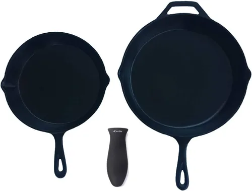 Miniatura 3 de Crucible Cookware Soportes de silicona para mango caliente (negro, paquete de 2 grandes)