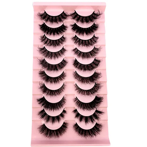 Miniatura 16 de 10 pares de pestañas postizas de visón 3D, hechas a mano, pestañas largas y finas, pestañas naturales para maquillaje de ojos (3-6)