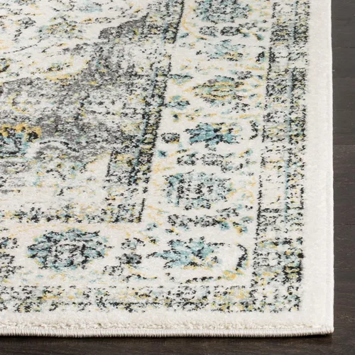 Miniatura 2 de SAFAVIEH Evoke Collection EVK220B Medallón oriental shabby chic de 2'2" x 4', color gris/dorado, no desprende pelusa, alfombra de acento para sala