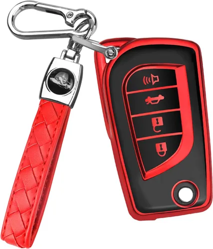 Miniatura 11 de QBUC Funda para llavero Toyota compatible con Toyota Fortuner Tundra Camry RAV4 Highlander Corolla Smart Key Sliver
