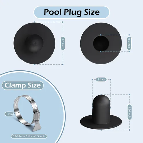 Miniatura 2 de Tapones de piscina para piscina sobre el suelo, paquete de 4 con abrazaderas, para piscinas Bestway e Intex de reemplazo de tapón de orificio