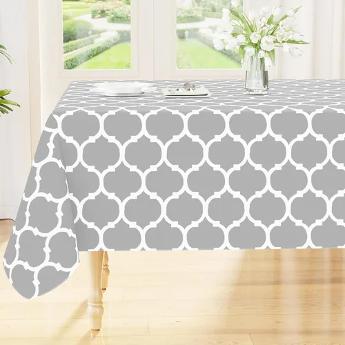 Miniatura 49 de Smiry Mantel redondo de plástico para mesa, mantel de vinilo impermeable con parte trasera de franela para mesas redondas, lavable y a prueba