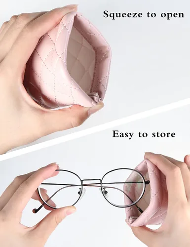 Miniatura 3 de COMF-PRO Squeeze Top Sunglass Pouch - Portable Sunglass Organizer Pouch Bags Soft PU Leather Glasses 2 Pack