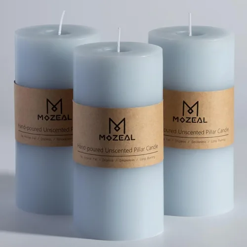 Miniatura 37 de MOZEAL Velas grandes sin perfume vertidas a mano de 3 x 8 pulgadas, sin humo, juego de 2, combustión lenta, sin goteo, aproximadamente 150 horas