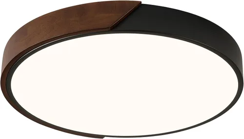 Miniatura 12 de Moderna lámpara de techo de madera regulable, LED minimalista 5CCT 2700K-6000K, lámpara de techo empotrada, lámpara de iluminación redonda para Negro