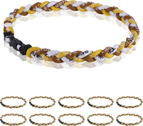 Miniatura 13 de Paquete de 12 Collares de Béisbol de 18 Pulgadas, Regalo de Equipo para Fanáticos de Béisbol, Diseño de Cuerda Tornado de Titanio Triple Trenzado