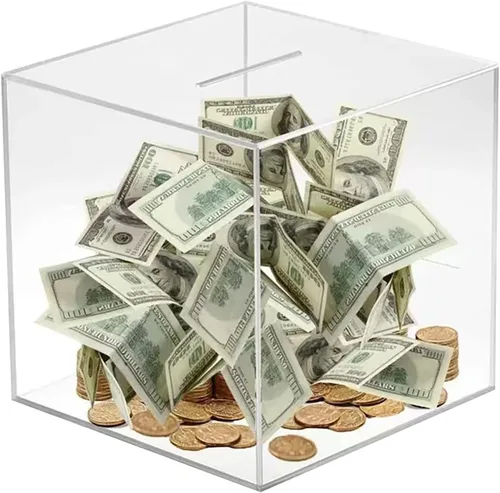 Alcancía transparente para adultos y niños, caja de ahorro de dinero de acrílico, alcancía no se puede abrir para adultos, tarro de propina de