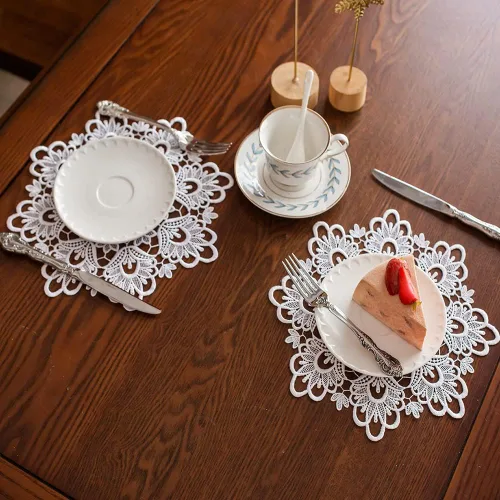 Miniatura 24 de ARTABLE Manteles de encaje redondos con doily, manteles de encaje, doily bordado con flor, tapete para tazas y jarrones para decoración de mesa