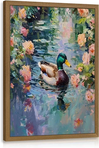 Miniatura 9 de HLXRAE Divertido arte de pared con diseño de pato, lindo animal de granja, decoración de pared de baño de 8 x 10 pulgadas