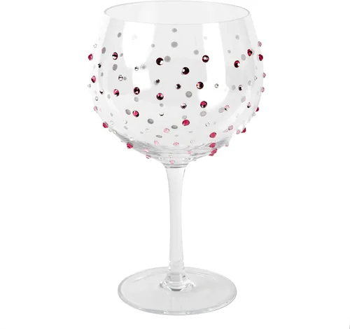 Miniatura 2 de Pavilion - Copa de vino con tallo de 24 onzas, piedras preciosas de cristal rosa, cristal de cumpleaños