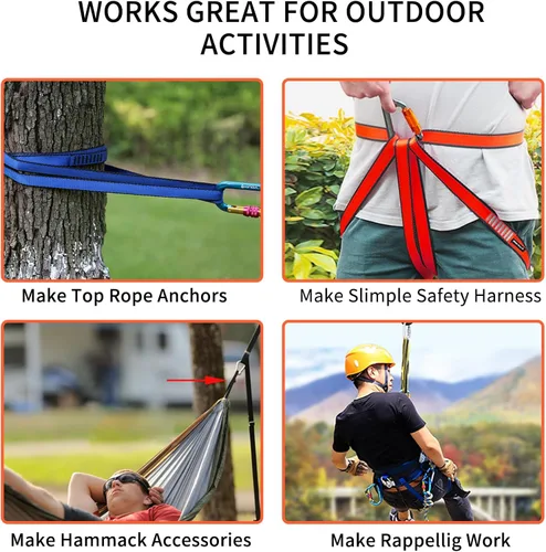 Miniatura 8 de NewDoar 16mm Cuerda de Escalada Certificada UIAA CE, 23KN Certificada EN566, Cordón Utilitario para Escalada en Roca, Creación de Sistemas de Naranja