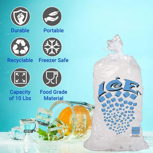 Miniatura 2 de Bolsa de hielo con cierre de amarre giratorio, 10 libras (paquete de 1000)