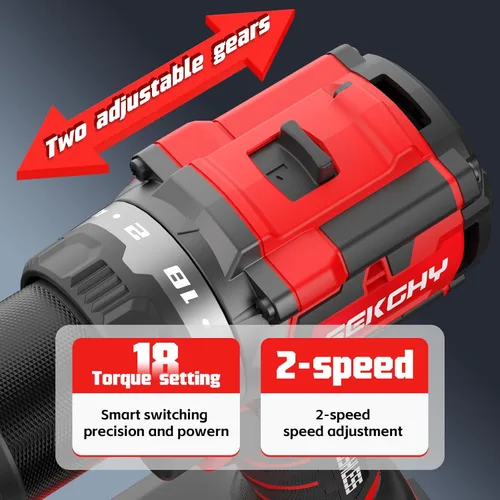 Miniatura 8 de Taladro eléctrico sin escobillas inalámbrico, con batería y cargador 70 N.m 20V Electric drill cordless set 10 batches and storage bag 13 twist