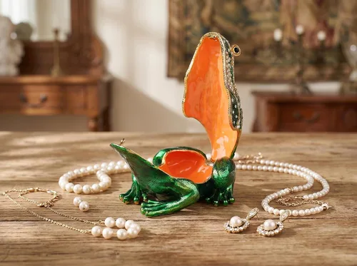 Miniatura 4 de Frog - Joyero con bisagras esmaltadas pintadas a mano, figuras de animales, adornos artesanales, regalo único para decoración del hogar