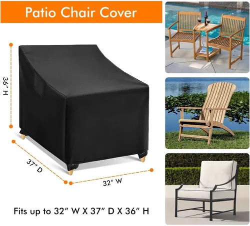 Miniatura 2 de WLEAFJ Fundas impermeables para sillas Adirondack de exterior, color negro, fundas para muebles de césped y patio, fundas resistentes para asientos