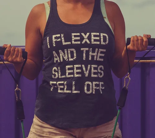 Miniatura 6 de Camiseta sin mangas para hombre con diseño gracioso de I Flexed and The Sleeves Fell Off, camiseta para entrenamiento en el gimnasio