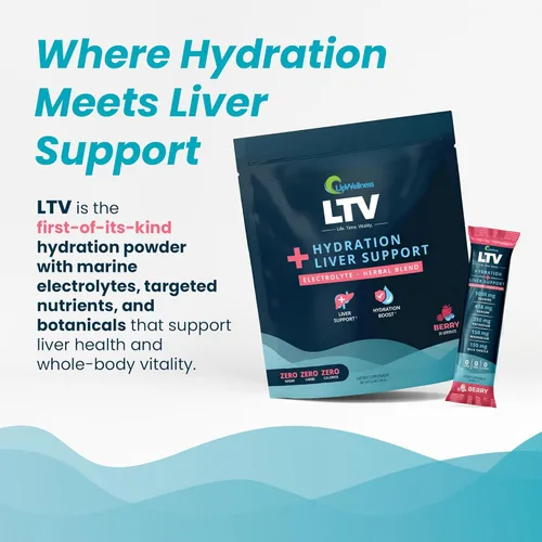 Miniatura 3 de UpWellness LTV - Paquetes de hidratación hepática - Paquetes de electrolitos en polvo para hidratación instantánea y apoyo hepático - Formulado por