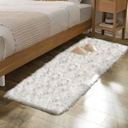 Miniatura 36 de ORINOVA Alfombras de pelo sintético lavable de color gris plateado claro para dormitorio, alfombra de felpa para sala de estar, alfombra