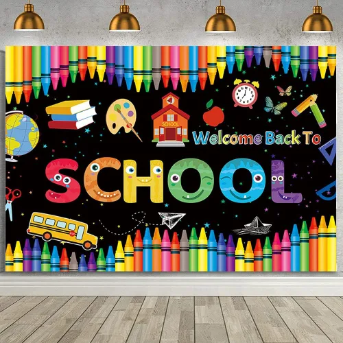 MEHOFOND Telón de fondo de bienvenida de regreso a clases de 7 x 5 pies, decoración de regreso a clases, pancarta de fondo para el primer día de