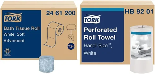 Miniatura 10 de Tork Advanced Toilet Paper Roll, White, Compatible with T24 Dispensers, 2-ply, Soft Tissue, 80 rolls x 500 sheets (2461200)