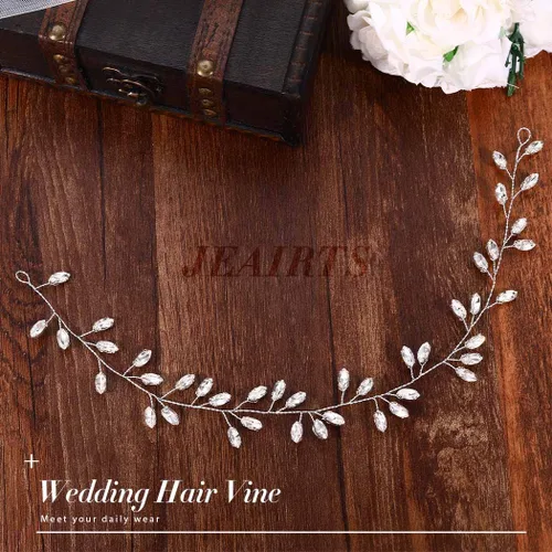 Miniatura 4 de Jeairts Tocado de novia con diamantes de imitación para el cabello de boda, con purpurina, accesorios para el cabello nupcial para mujeres