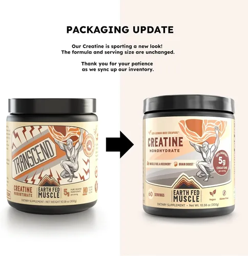 Miniatura 2 de Earth Fed Muscle Monohidrato de creatina en polvo, 10.58 oz, 60 porciones Creatina alemana Creapure para fuerza, potencia y crecimiento muscular