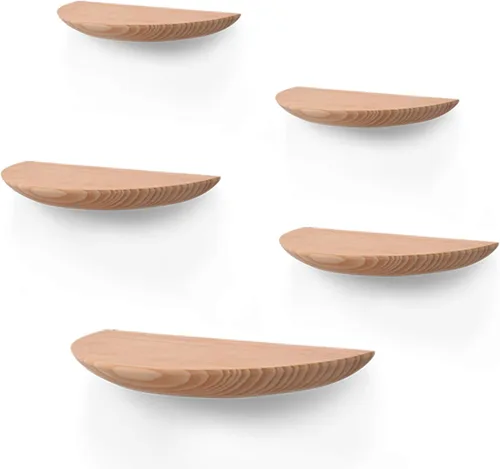 Estantes flotantes montados en la pared, estantes de almacenamiento de pared de madera maciza, estante flotante semicírculo, para dormitorio, sala