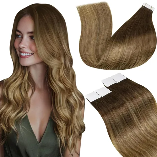 Miniatura 31 de LaaVoo - Extensiones de cabello humano Remy adhesivas con cinta invisible, cabello negro natural, extensiones de cabello para mujeres de color, 20