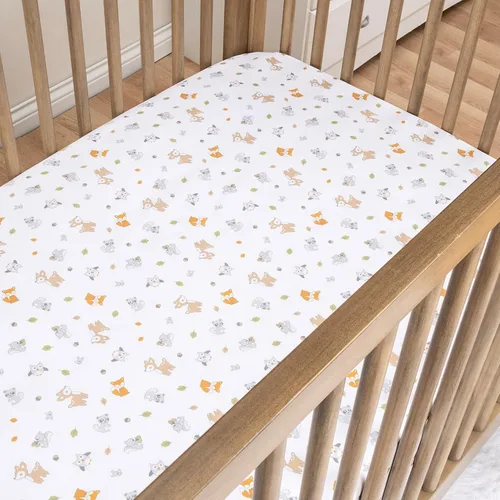 Miniatura 14 de Sammy & Lou Friendly Forest - Juego de ropa de cama para cuna de bebé de 4 piezas, incluye edredón, sábanas bajeras para cuna neutrales, falda
