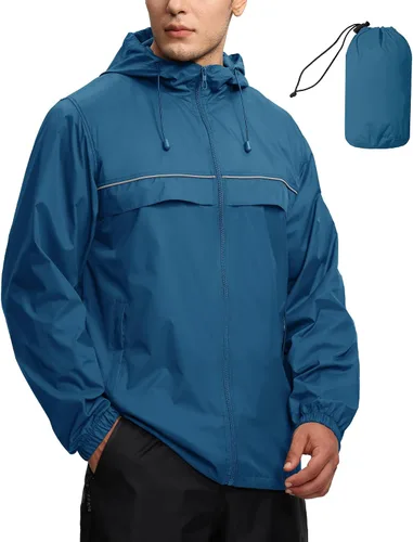 Miniatura 12 de SWISSWELL Chaqueta impermeable rompevientos para hombre, ligera, plegable, con capucha, para golf, senderismo, viajes