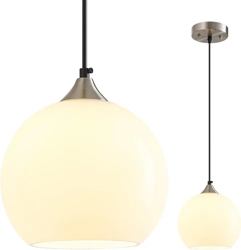 Miniatura 14 de Luces colgantes de cristal verde claro, iluminación de isla de cocina, luminarias de luz colgante de globo, iluminación colgante moderna