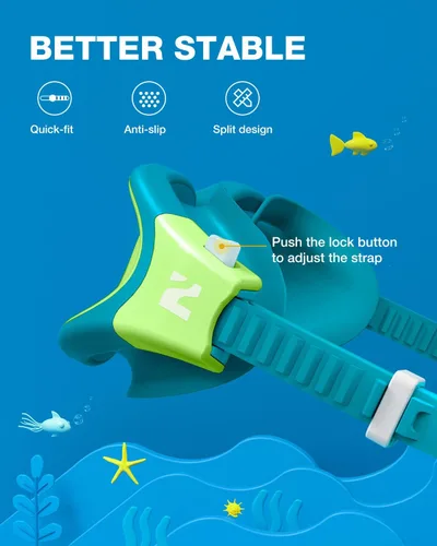 Miniatura 6 de ZIONOR Gafas de Natación para Niños, G1MINI SE Gafas de Natación Antivaho para Niño Niña 6-14 A5 (Lente transparente - verde verde)