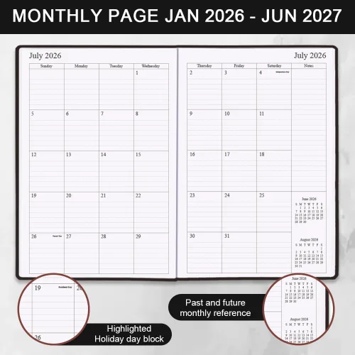 Miniatura 2 de Planificador 2026-2027 - 18 Meses (Ene 2026 - Jun 2027) Agenda Planificador 5.8" x 8.5", 2026-2027 Planificadores Semanales y Mensuales con Tapa
