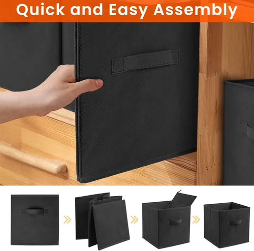Miniatura 7 de Criusia Cubos de almacenamiento – Contenedores de almacenamiento de tela resistente de 11 pulgadas para estantes, armario, organizador de cubos