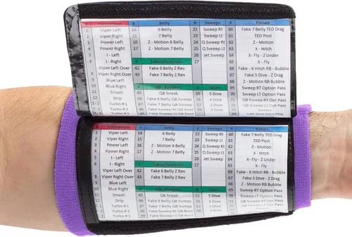 Miniatura 10 de WristCoaches Pulseras de juego de fútbol - Equipo de mariscal de campo juvenil - Libro de jugadas de pulsera - Pulseras de sóftbol para letreros