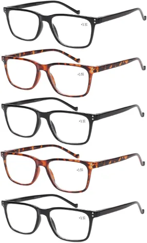 Miniatura 14 de JOSCHOO Paquete de 5 lentes de lectura para hombres y mujeres, bisagras de resorte, anteojos cómodos para leer (5 negros, 1.75)