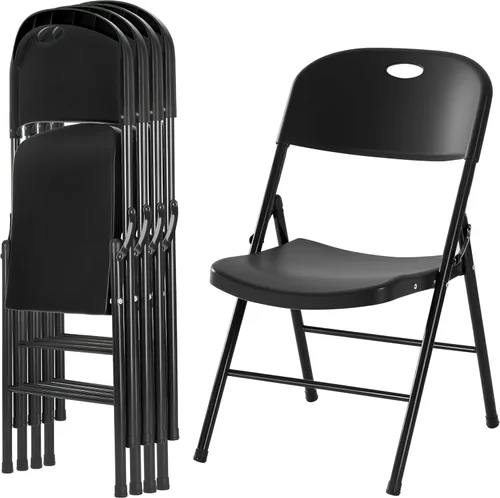 Miniatura 14 de Paquete de 2 sillas plegables de plástico resistente, sillas plegables de capacidad de 450 libras para interiores y exteriores, asientos portátiles
