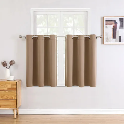 Miniatura 103 de ChrisDowa - Cortinas de cenefa pequeñas para cocina, cortinas cortas con ojales y aislamiento térmico para oscurecer la sala y habitación