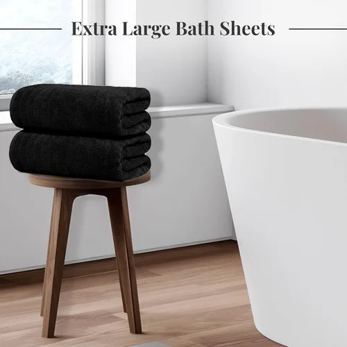 Miniatura 2 de Tens Towels - Paquete de 2 sábanas de baño extra grandes de 35 x 70 pulgadas, 100% algodón, más grandes y más ligeras, secan más rápido, súper Negro