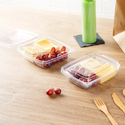 Miniatura 8 de Restaurantware Tamper Tek - Recipientes rectangulares para llevar de 11 onzas, 100 recipientes duraderos de plástico transparente congelable a