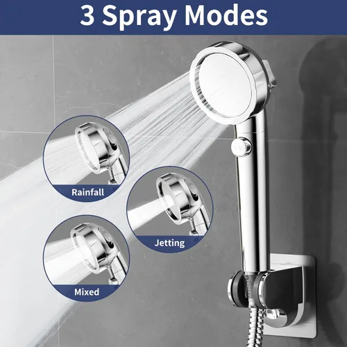 Miniatura 4 de HANLIAN On/Off Pause Camper Shower Head with Filters, Detachable Shower Head with Filter, High Pressure RV Shower Heads with Hose and Self-adhesive