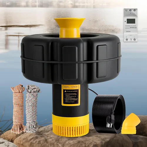 Miniatura 8 de Bomba aireadora de fuente de estanque con temporizador, cable de alimentación de 50 pies, 2 patrones de pulverización, circulación de agua de bajo