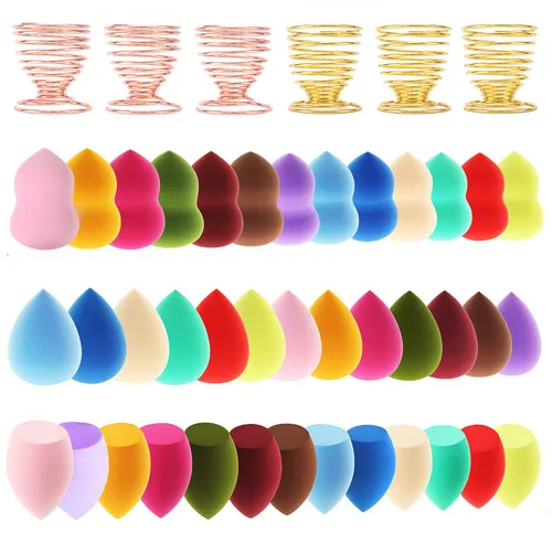 Miniatura 9 de Juego de 24 esponjas de maquillaje – 21 esponjas veganas sin látex con 3 soportes para licuadora de maquillaje, base cosmética de belleza, soplete