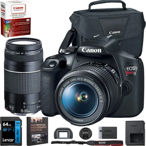 Miniatura 12 de Canon EOS Rebel T7 Cámara DSLR con lente EF-S 18-55mm f/3.5-5.6 is II, kit de limpieza con trípode de batería doble, kit de accesorios de lujo Deco