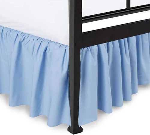 Miniatura 12 de Falda de cama con volantes en las esquinas divididas con plataforma de cobertura de tres caras, tamaño individual, borgoña, 12 pulgadas de caída
