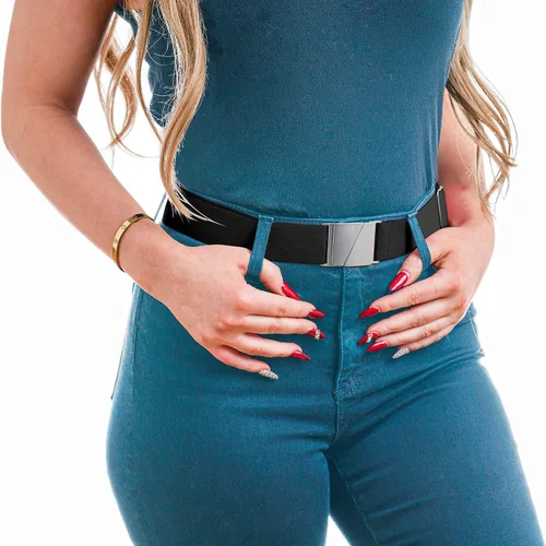 Miniatura 4 de Cinturones elásticos invisibles invisibles para mujeres y hombres de 1.5 pulgadas ajustables antideslizantes que se adaptan a cinturas de hasta 50